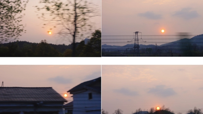 车高铁窗外日出日落