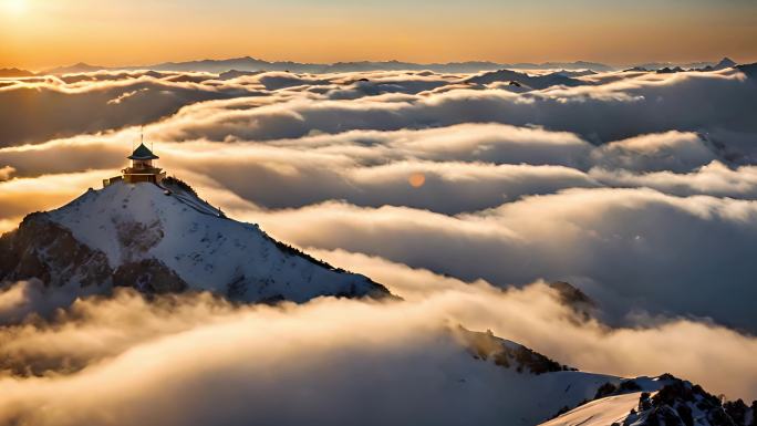 冬季雪山日出云海延时