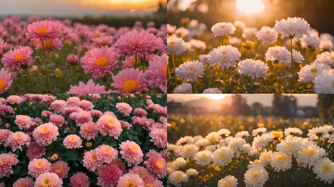 美景 景观 花海 飘动 夕阳 花瓣 开花