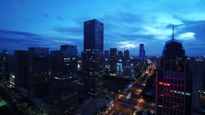 航拍南宁五象新区总部基地黎明傍晚夜景