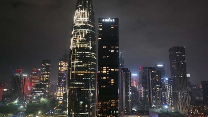 中国华润大厦南山区深圳湾体育中心夜晚夜景