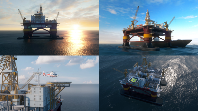 4K钻井平台海上石油开采油气勘探能源勘探