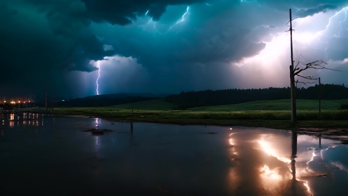 春天雨季雷电