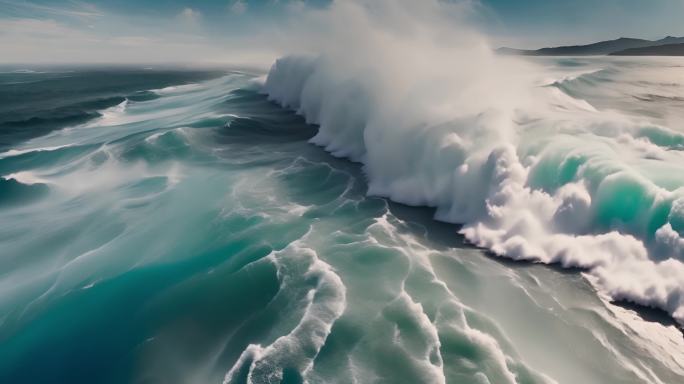 大海海浪航拍海浪