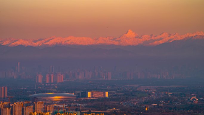 成都城市雪山延时