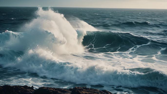 海水大海江水涨潮大浪浪花