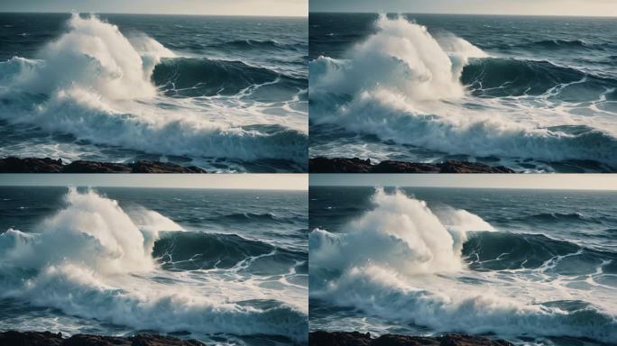 海水大海江水涨潮大浪浪花