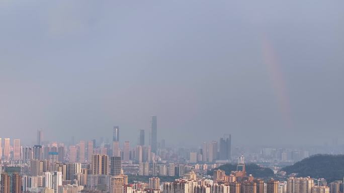 4K航拍暴风雨后长沙城市岳麓区全景16