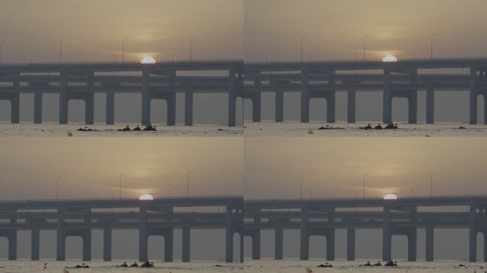 跨海大桥日落LOG视频素材