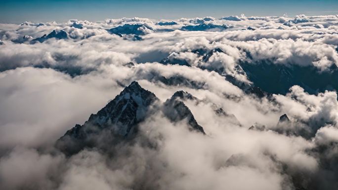 雪山 高山云海 湖面 祖国大好河山