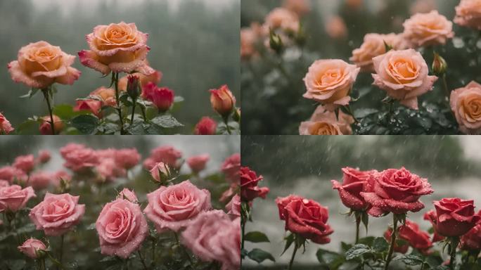 红色玫瑰 雨中玫瑰花 玫瑰花特写 红玫瑰
