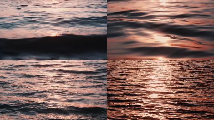 实拍金色水面夕阳水波纹