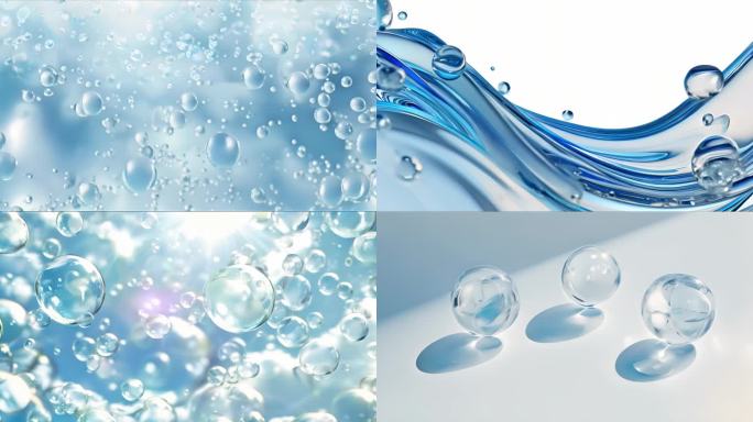透明精华气泡，彩妆补水动画美容广告【2】