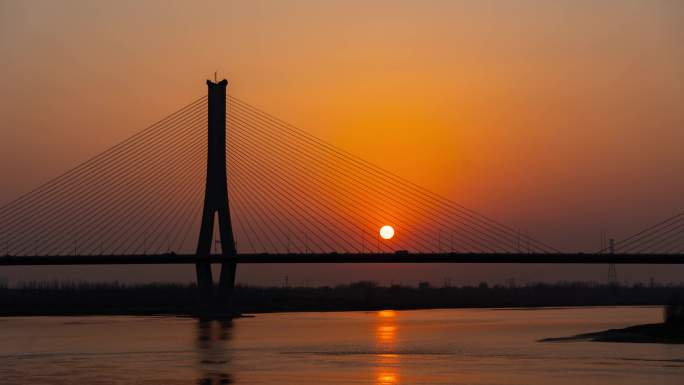 济南建邦黄河大桥夕阳日落