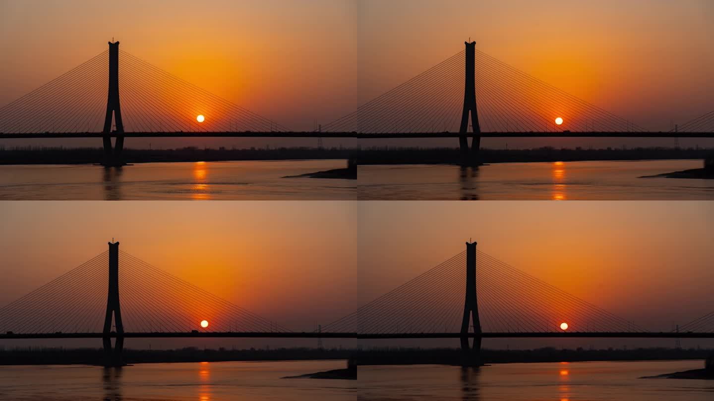 济南建邦黄河大桥夕阳日落