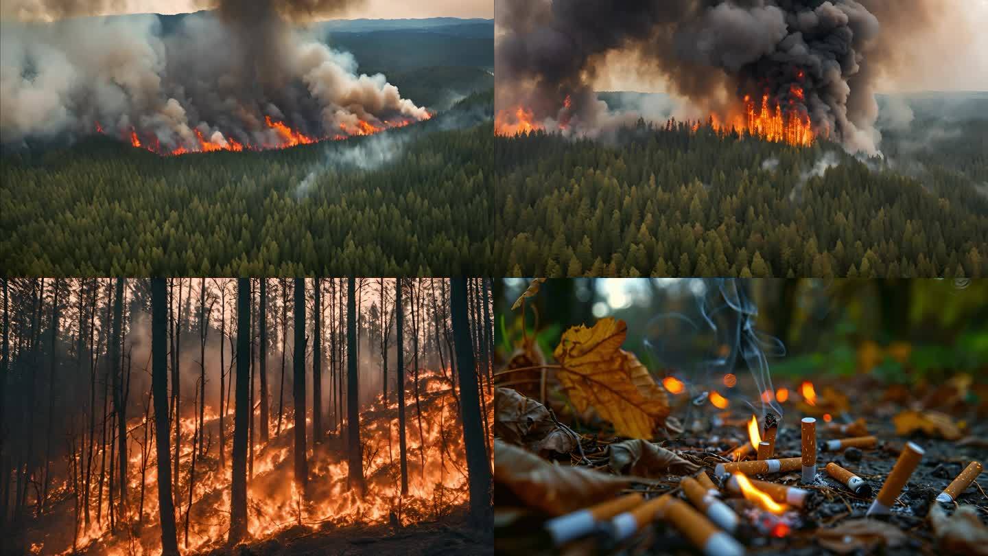 巨大森林火灾航拍 4K