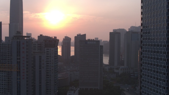 上海 浦东 陆家嘴 日出 夕阳 航拍