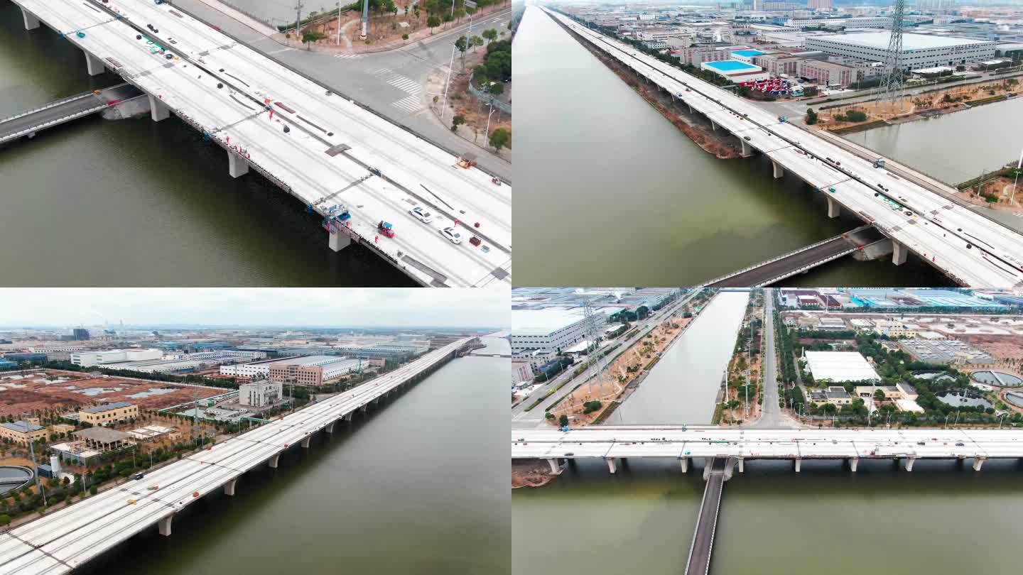 杭甬高速桥面施工4K航拍