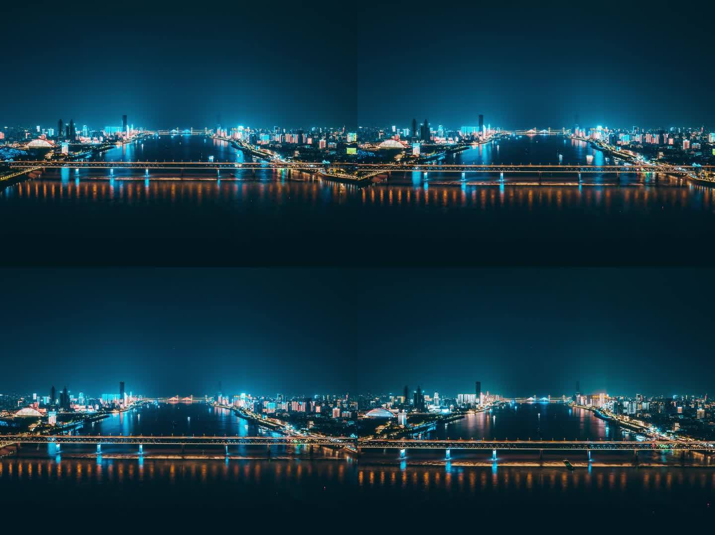 武汉城市夜景航拍5k