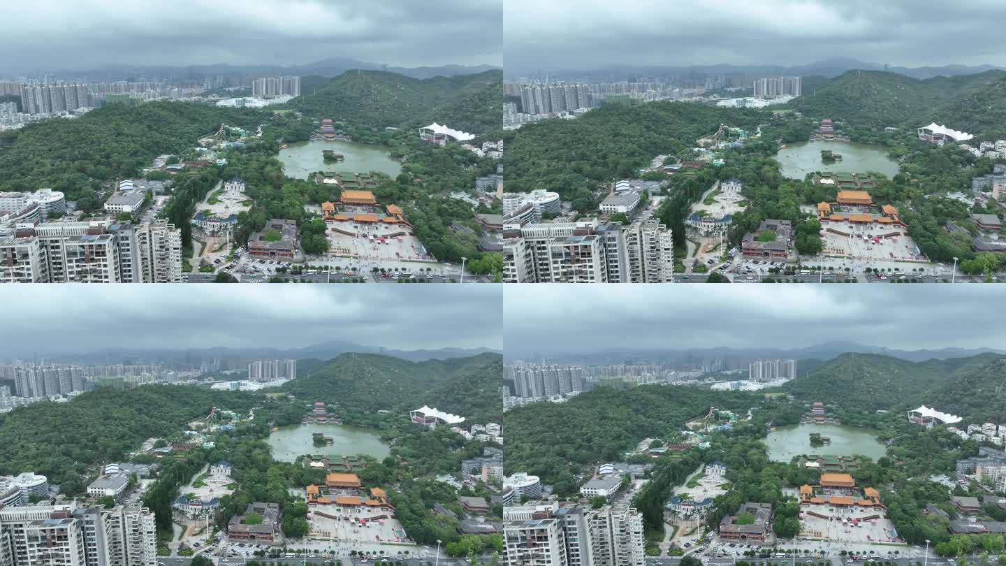 珠海圆明新园航拍园林建筑群景观古建筑风景