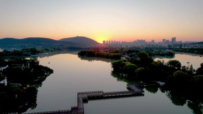 徐州城市日出日落云龙湖自然风光建筑风景