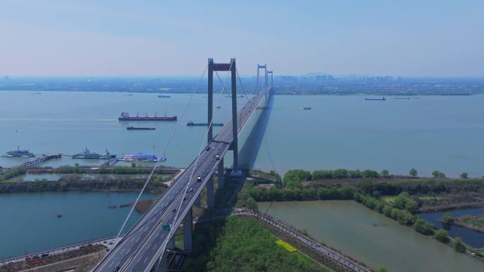 江苏泰州长江大桥航拍