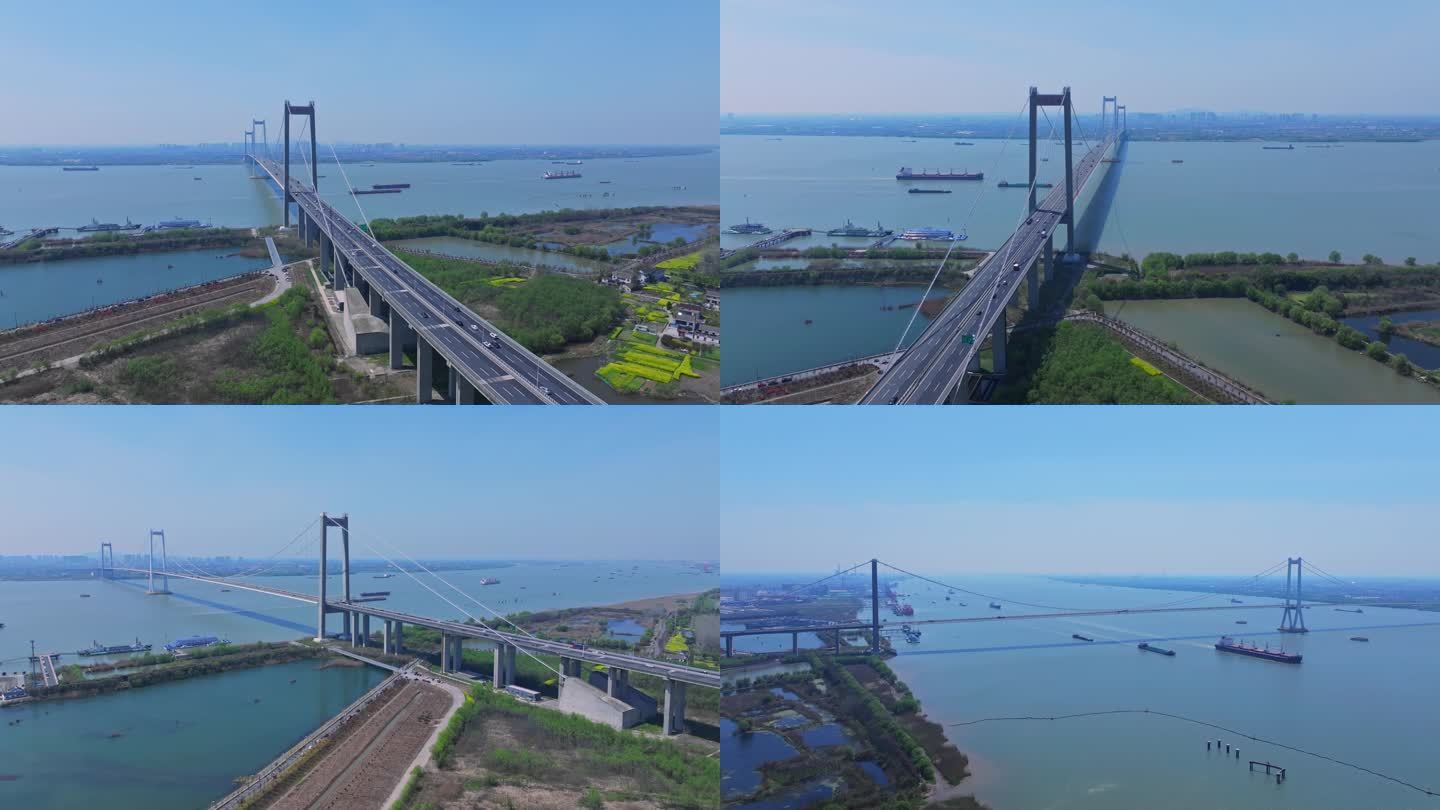 江苏泰州长江大桥航拍