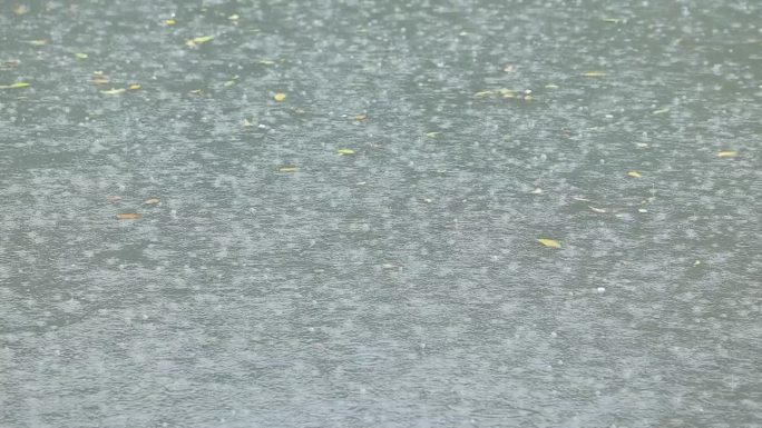 雨水打在河面上