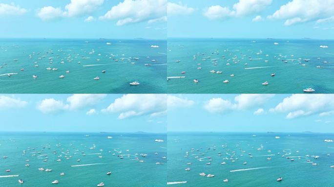 海南三亚半山半岛帆船港航拍海岸线山与海