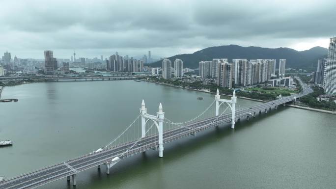 珠海白石桥航拍桥梁建筑风光城市道路交通