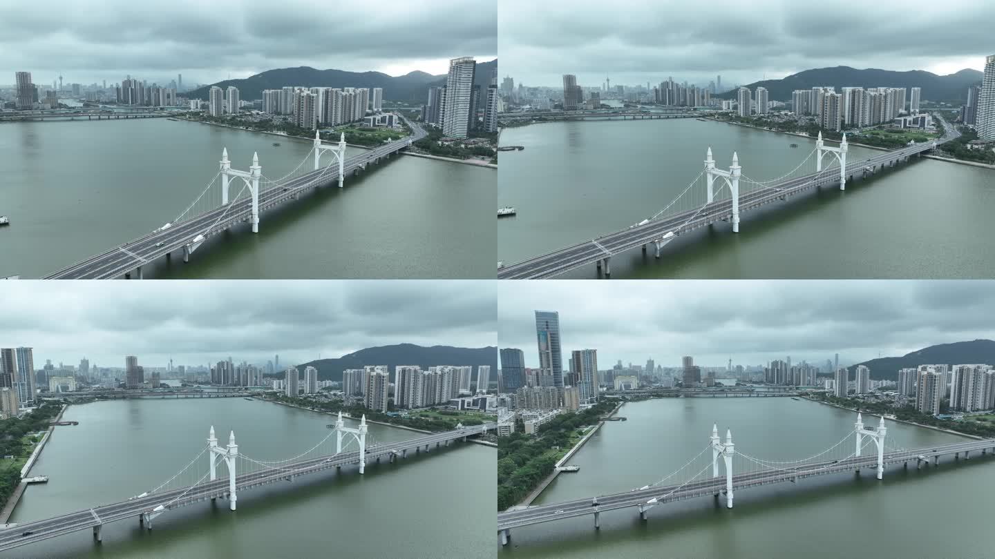 珠海白石桥航拍桥梁建筑风光城市道路交通