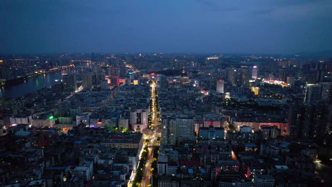 4k合集-衡阳市石鼓区城市夜景航拍