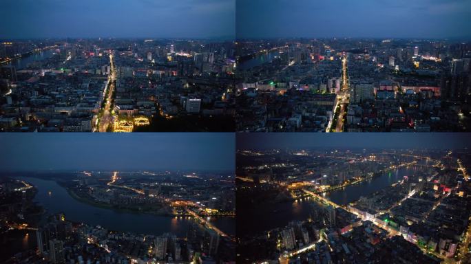 4k合集-衡阳市石鼓区城市夜景航拍