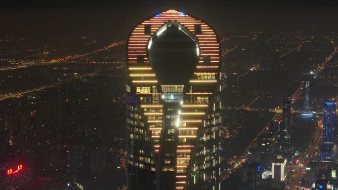 苏州国际金融中心夜景航拍