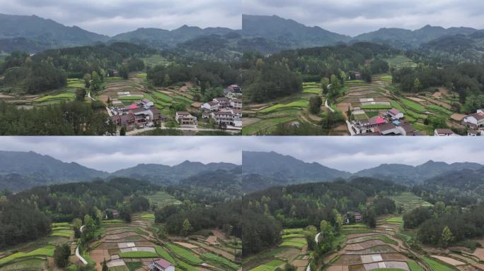 汉中 南郑 红寺湖风景区 航拍 油菜花