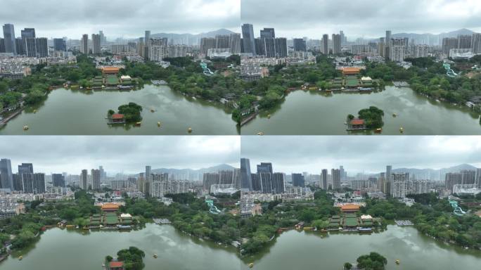 珠海圆明新园航拍园林建筑群景观古建筑风景