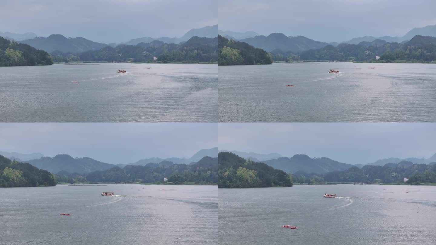 汉中 南郑 红寺湖风景区 航拍 油菜花