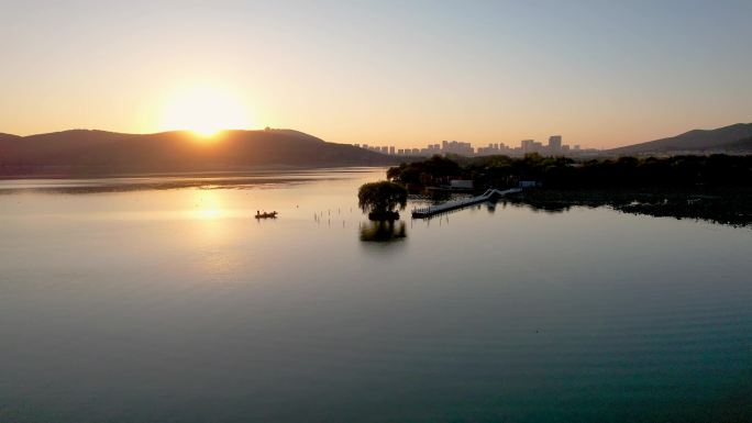 徐州城市日出日落云龙湖自然风光建筑风景