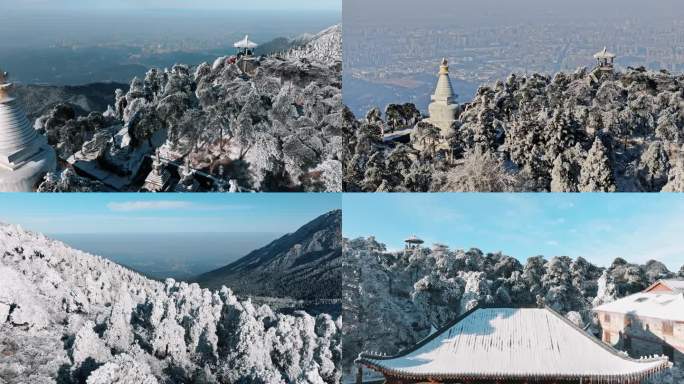 4k组镜庐山雪景空镜