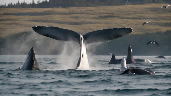 座头鲸鲸鱼进食