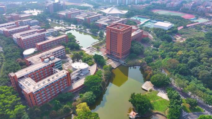 华南理工大学大学城校区航拍校园广州风景风