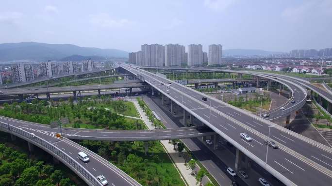 4k-江苏苏州高架桥金枫南路环行立交桥