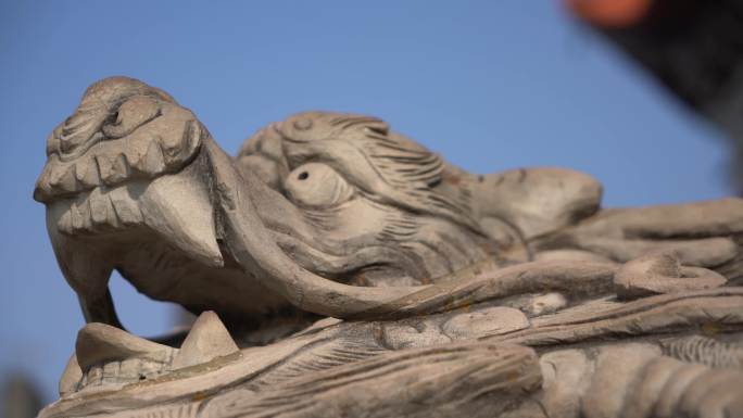 雕刻古建筑石雕寺庙光影石雕龙中国文化素材