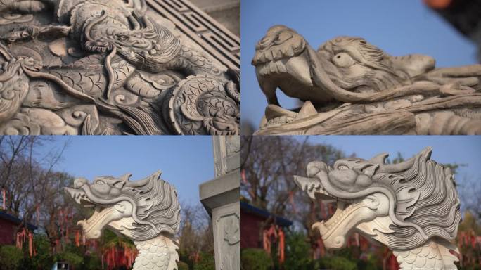 雕刻古建筑石雕寺庙光影石雕龙中国文化素材