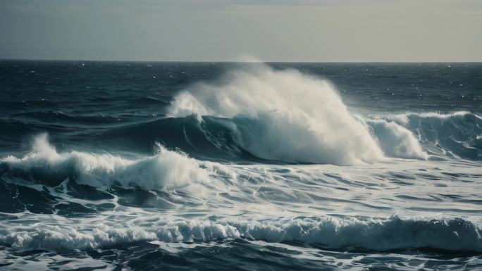 海水大海江水涨潮大浪浪花