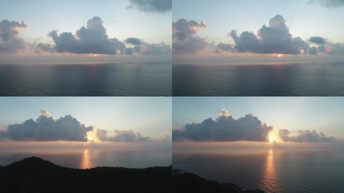 云朵、日出、海面、岛屿 4k视频