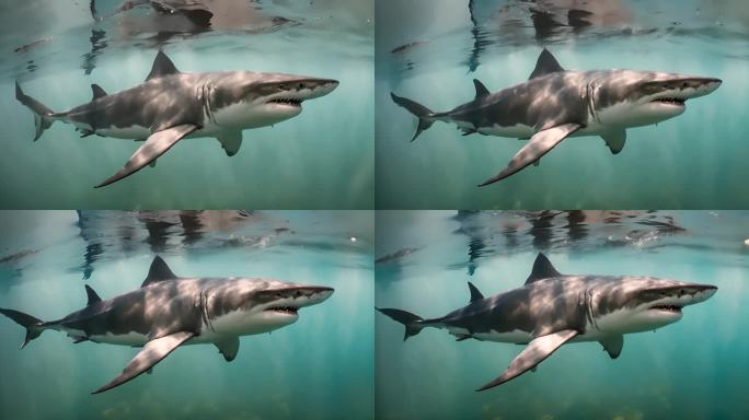 大白鲨游泳