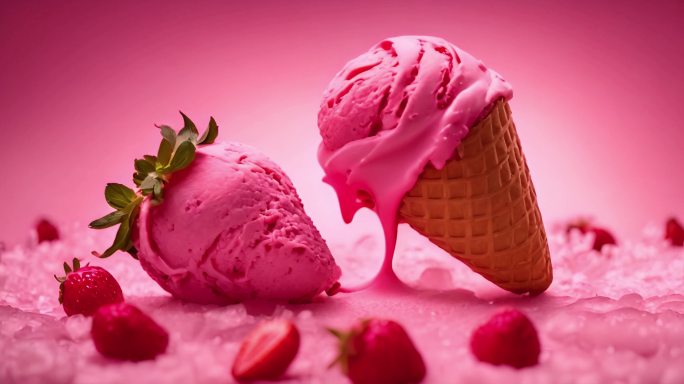 草莓冰淇淋 夏天