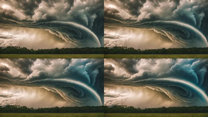 旋转的云，在黑暗背景的龙卷风动画中