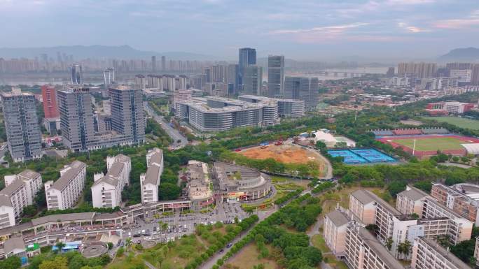 福州闽侯县大学城航拍风景福建城市风光